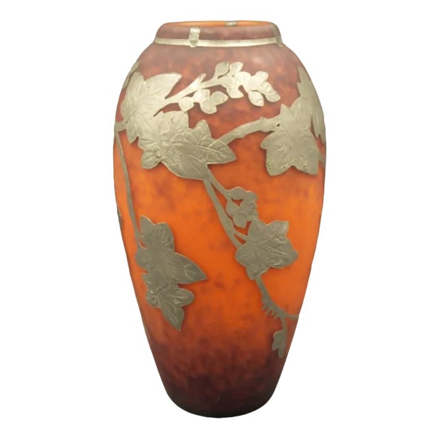 Art Nouveau Pate de Verre Vase mit Metal Decor, 1900-1920 For Sale