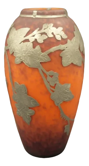 Art Nouveau Pate de Verre Vase mit Metal Decor, 1900-1920