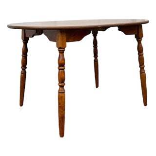 Vintage Oval Dining Table | Mid Century Solid Wood Kitchen Table | Early American Colonial Revival Wooden Table, Vintage Small Kitchen Table For Sale
