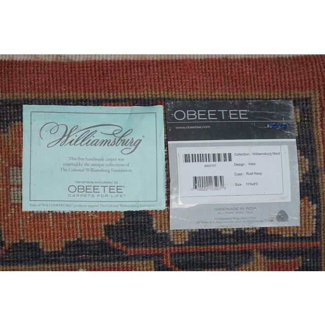 Obeetee Colonial Williamsburg Approx. 8x11 Vase Pattern Oriental Rug For Sale - Image 11 of 11