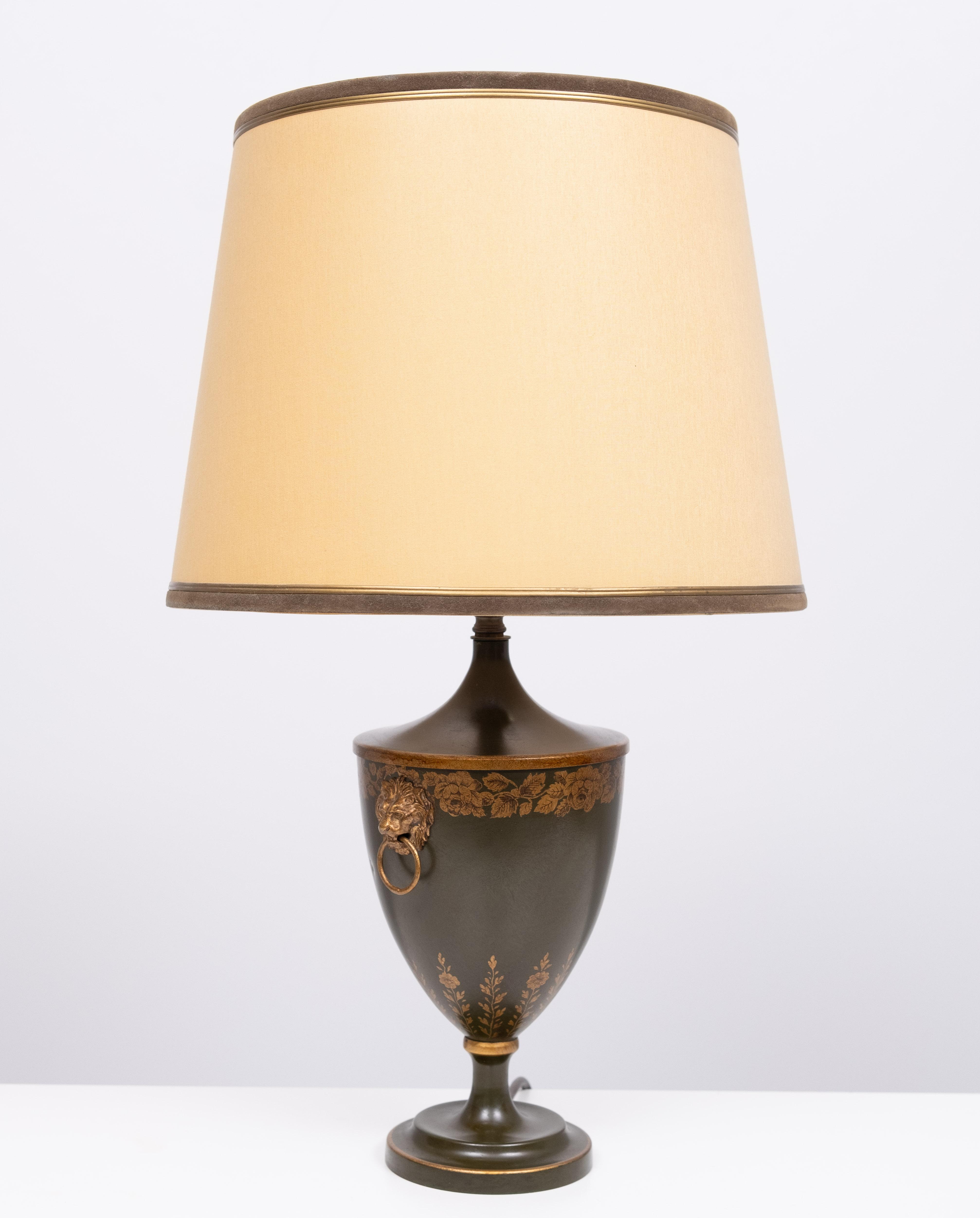 Metal Green-Painted Tôle Table Lamp, France, 1960s | Chairish