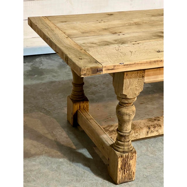 Bleached Oak Farmhouse Dining Table, 1925 For Sale - Image 9 of 18