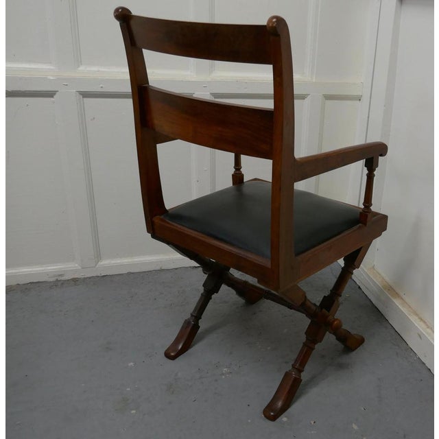 Late 19th Century Arts & Crafts X-Frame Mahogany Desk Chair, 1880s For Sale - Image 5 of 7