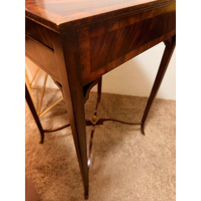 Wood Late 20th Century Maitland-Smith Figured Wood Chairside End Table With Pull-Out Tray For Sale - Image 7 of 12