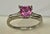 1 Ct Round Pink Sapphire 2 Baguettes Diamond in Platinum Ring, Estate For Sale In New York - Image 6 of 18