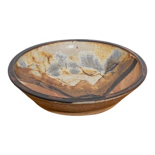 Vintage Large Signed Studio Pottery Centerpiece Bowl / Charger, Miller, 1979 For Sale