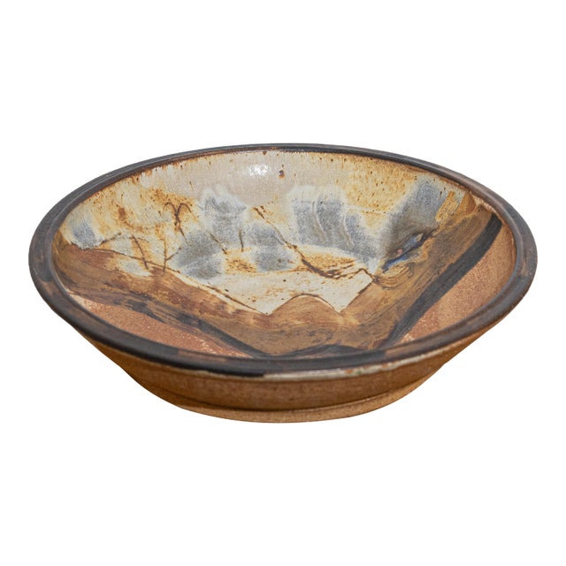 Vintage Large Signed Studio Pottery Centerpiece Bowl / Charger, Miller, 1979 For Sale