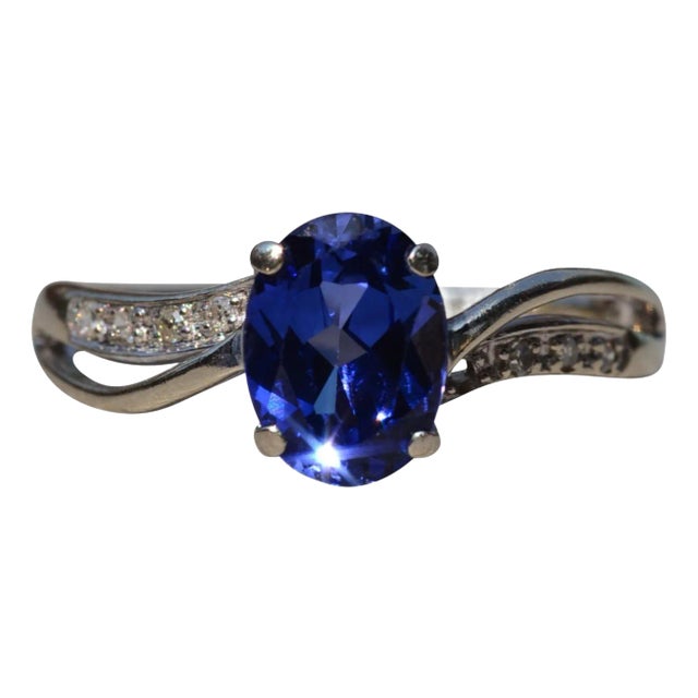 The Mountain Pass: White Gold Diffused Sapphire Bypass Ring For Sale