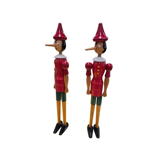 Wooden Pinocchio Dolls by Gio Galetti, Italy, 1970s, Set of 2 For Sale - Image 3 of 6