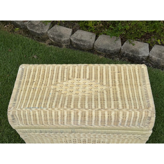 Vanilla Vintage Palm Beach Wicker Basket Blanket Chest / Storage Trunk For Sale - Image 8 of 13