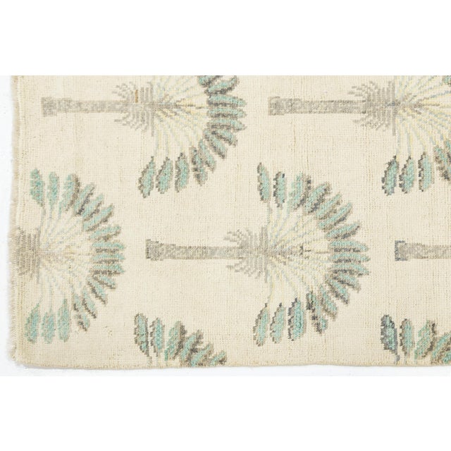 Art Deco Inspired Modern Palm Tree Wool Rug in Neutral Cream 4x6 For Sale - Image 9 of 9