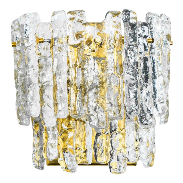 Textured Ice Glass Wall Light attributed to J. T. Kalmar for Kalmar, 1970s For Sale