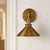 Antique Brass Cone Wall Sconces With Wide Metal Shades and Curved Arms - Pair For Sale - Image 9 of 12