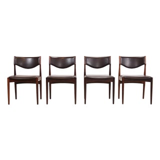 Dining Chairs in Brown Leather by Johannes Andersen, 1960s, Set of 4 For Sale