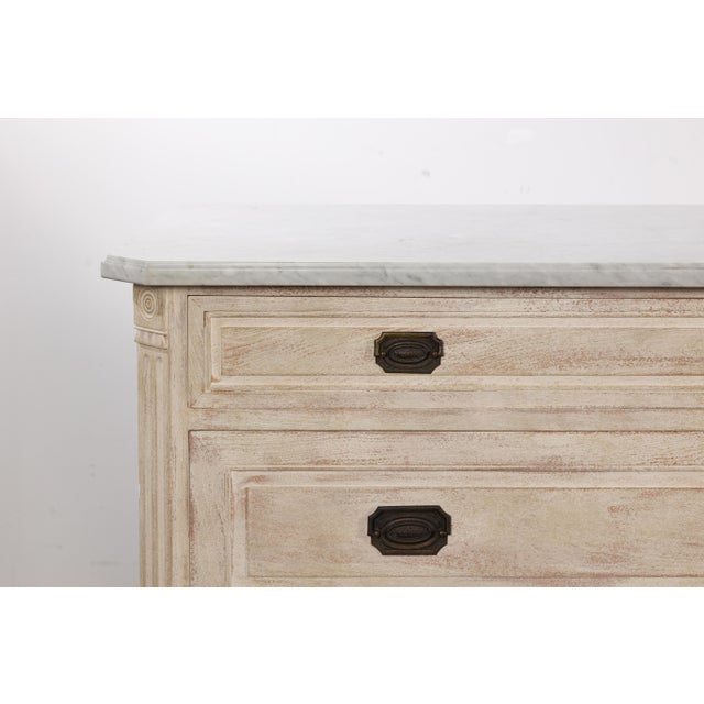 Pair of French Neoclassical Style 1930s Painted Chests with Marble Tops For Sale - Image 10 of 12