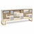 Italian Mid-Century Modern 9-Drawer Sideboard with Inlaid Glass and Brass This bespoke Italian sideboard is a striking...