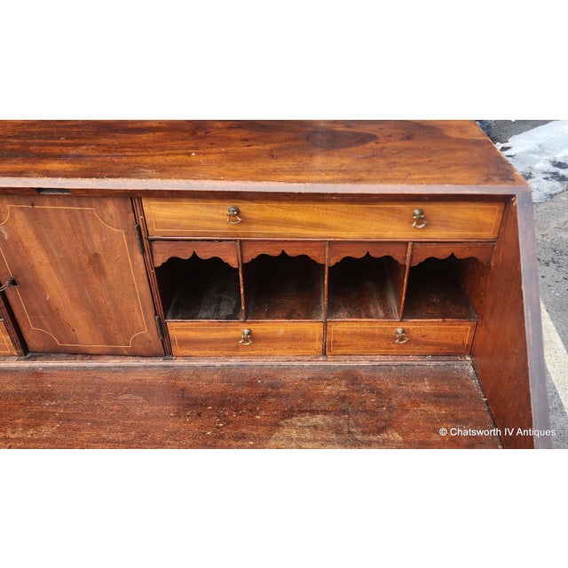Antique 19th Century Inlaid Mahogany Chippendale Style Slant Top Desk, 1880 For Sale - Image 13 of 16