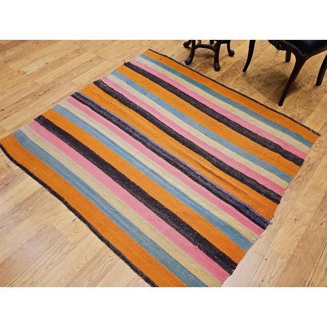 Yellow Mid 20th Century Turkish Sofreh Kilim Rug For Sale - Image 8 of 11