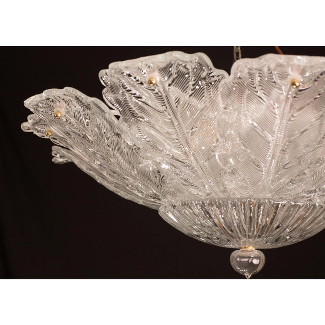 Italian Mid-Century Large Transparent Murano Glass Ceiling Light For Sale - Image 10 of 12