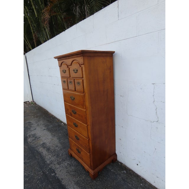Traditional Pier Cabinet Solid Maple Distressed Tall Narrow Lingerie Jewelry Chest 6243 For Sale - Image 3 of 16