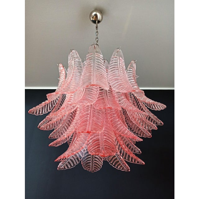 Italian Murano Six-Tier Felci Glass Chandelier with 36 Pink Glasses For Sale - Image 12 of 18