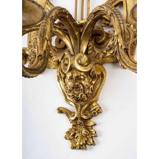 Antique Gilt Bronze Lyre Sconces, Set of 2 For Sale - Image 3 of 8