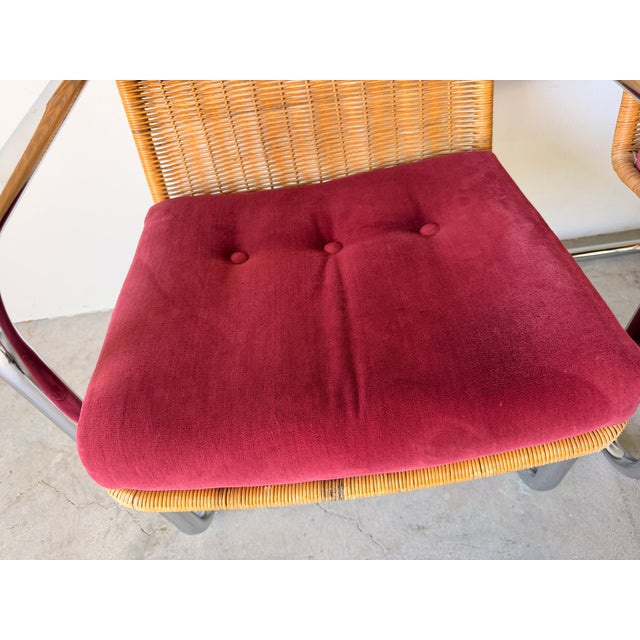 Mid Century Modern Harvey Probber Style Chrome & Cane Cantilever Arm Chairs - A Pair For Sale - Image 10 of 18