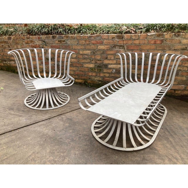 Mid 20th Century Mid 20th Century Woodard Patio Chaise and Lounge Chair, Attributed to Herbert Saiger - Set of 2 For Sale - Image 5 of 12