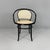 Italian modern chairs in straw and black wood, 1970s Set of eight chairs with straw seats and backs. The frame, armrests...