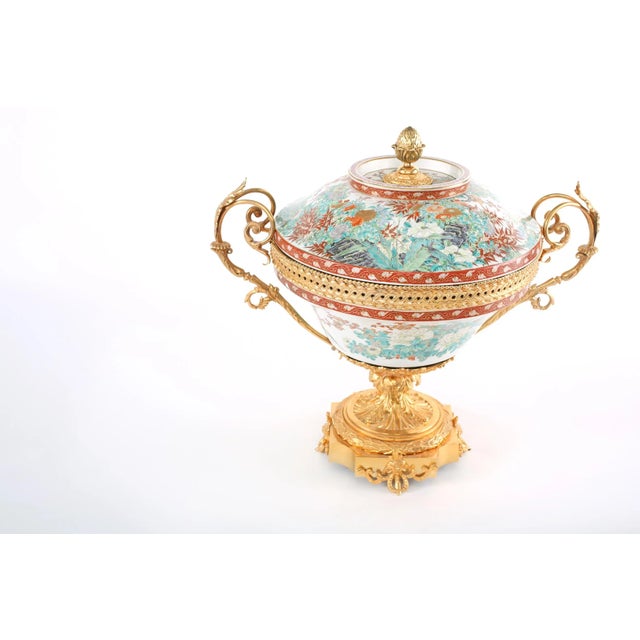 Early 20th Century Large Bronze Mounted Imari Porcelain Footed Centerpiece For Sale - Image 12 of 13