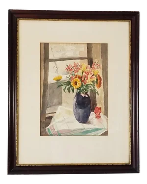 60s Sin W Walton Still Life Watercolor Painting