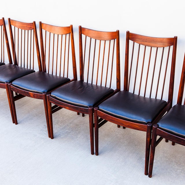 Vintage Arne Vodder Model 422 Rosewood & Leather Danish Modern Dining Chairs For Sale In Los Angeles - Image 6 of 12