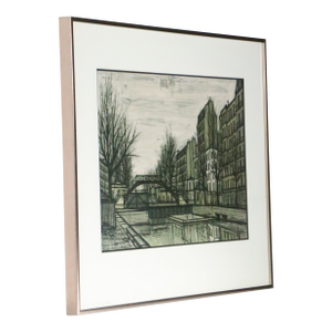 Mid 20th Century Bernard Buffet Canal Saint Martin Framed Print