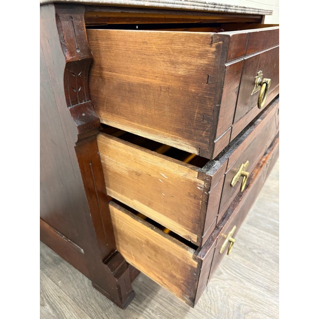 Antique Late 1800s Victorian Eastlake Marble Top Dresser Chest Dressing Stand For Sale - Image 12 of 18