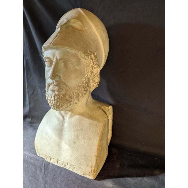Large plaster bust of Pericles with antiqued plaster finish. Caproni Collection sculpture reproduction, after the 2nd...