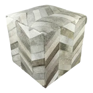 Pasargad Natural Cowhide Ottoman Silver 19''