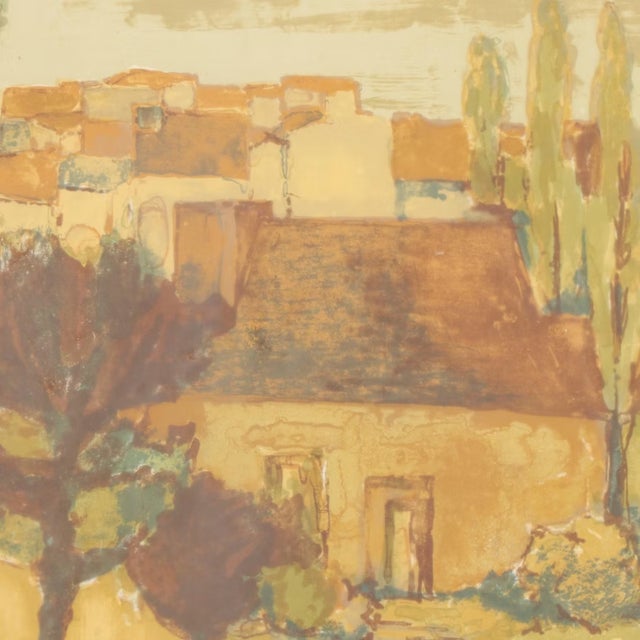 French Country Landscape Lithograph by Eliane Thiollier, Framed For Sale - Image 4 of 12