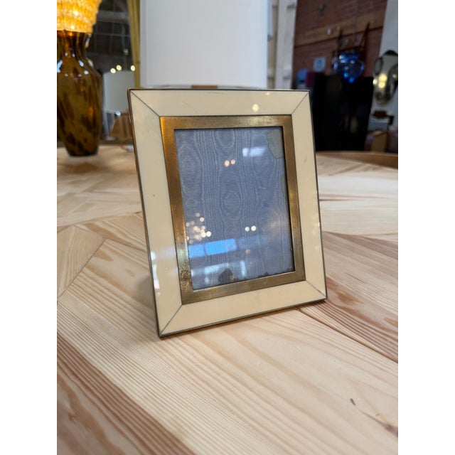 1970s Ivory and Brass Picture Frame For Sale - Image 5 of 6