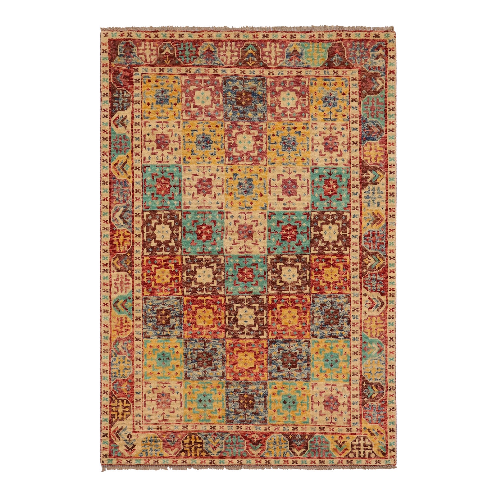 Boho Chic Balochi Hand Knotted Wool Rug - 4'3'' X 6'0'' | Chairish