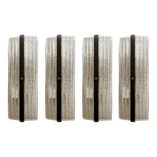 Contemporary Rectangular Diamond-Motif Murano Glass Sconces — Set of Four For Sale