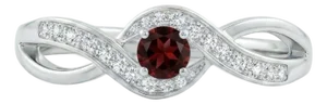 925 Sterling Silver Infinity Twist Garnet & Cubic Zirconia Ring