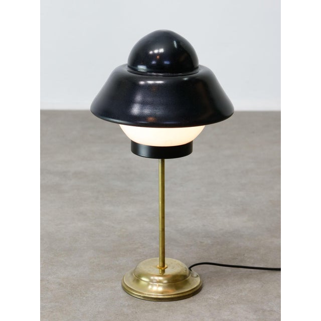 Metal Mid-Century Italian Brass and Glass Table Lamp, 1960s For Sale - Image 7 of 14