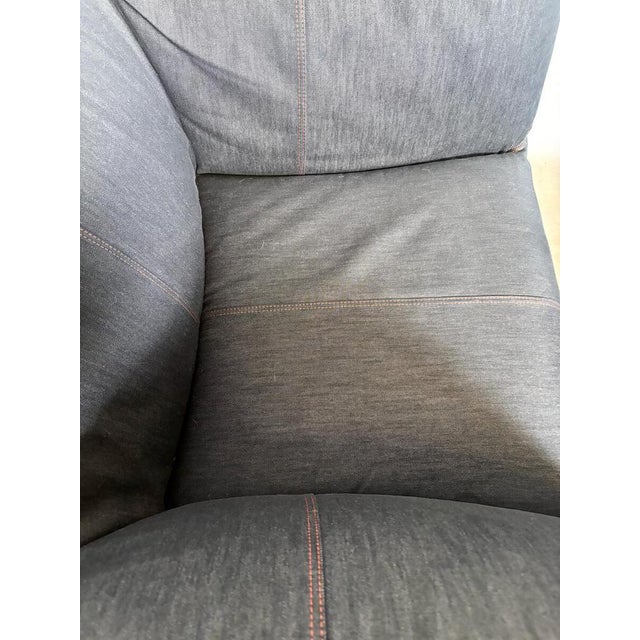 Blue Set of Armchair and Ottoman attributed to Mario Bellini for Le Bambole, Italy, 1970s For Sale - Image 8 of 10