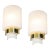 Pair of Mid-Century Modernist Minimal Frosted Glass & Brass Sconces For Sale