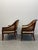 Baker Furniture Company Pair of Vintage Baker Furniture Walnut & Cane Barrel Lounge Chairs For Sale - Image 4 of 17