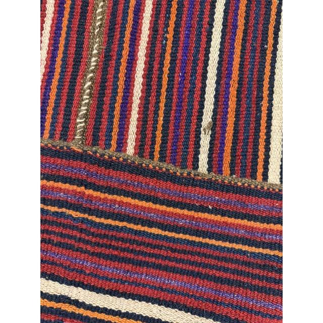 1950s 1950s Multicolor Stripe Decorative Modern Turkish Kilim Flat Weave Small Rug For Sale - Image 5 of 6