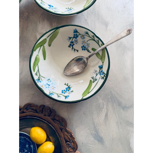 Vintage Franciscan Forget Me Not Bowls 7 Inch Hand Decorated - Set of 4 For Sale - Image 9 of 12
