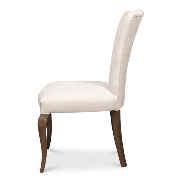 Art Deco Louis XV Dining Chairs in Cream with Dark Brown Legs, Sets of 2 For Sale - Image 3 of 12