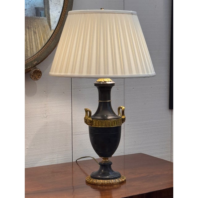 Pair of Empire Style Patinated Bronze Urn Lamps For Sale - Image 12 of 14