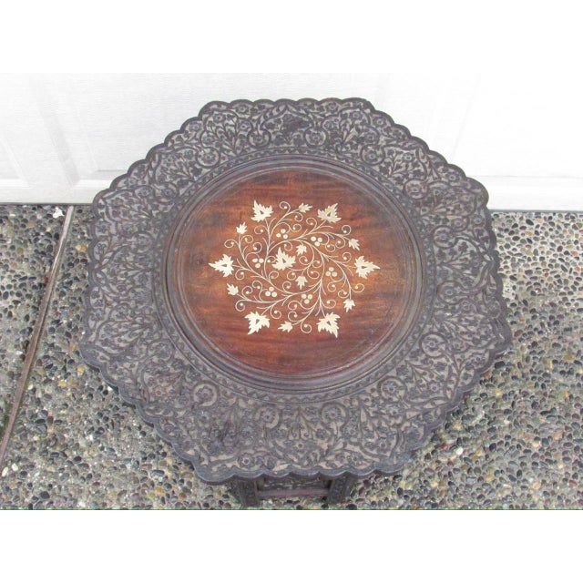 English Antique Anglo Indian Carved Hardwod Table For Sale - Image 3 of 14